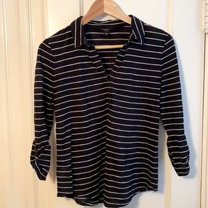 Ann Taylor Navy/White Striped Top - S